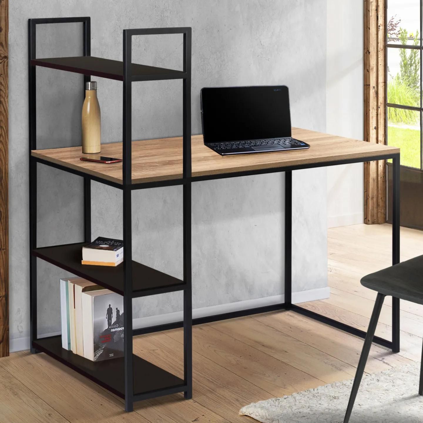 Bureau Bibliothque Boston Bois Et Noir Design Industriel