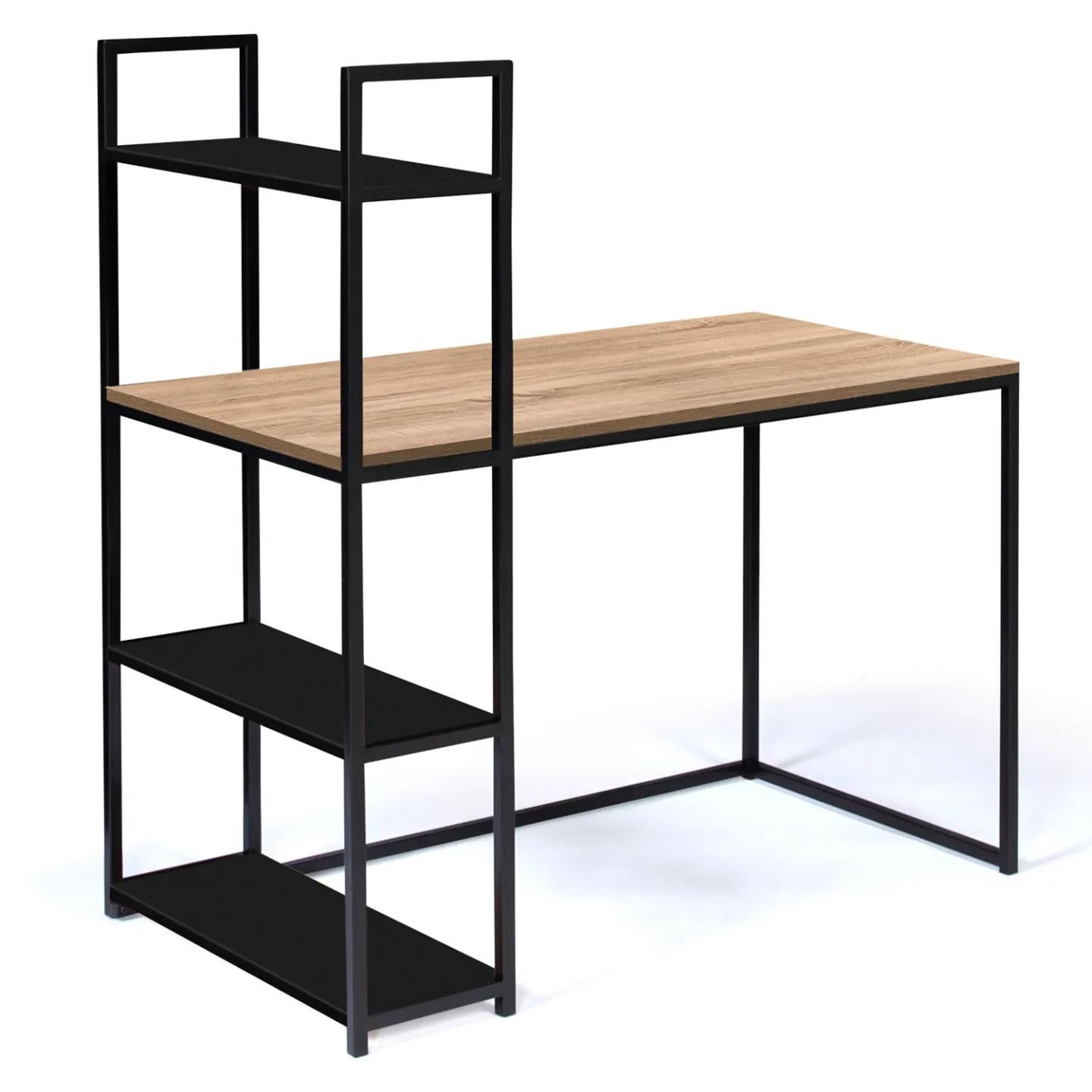 Bureau Bibliothque Boston Bois Et Noir Design Industriel - 2