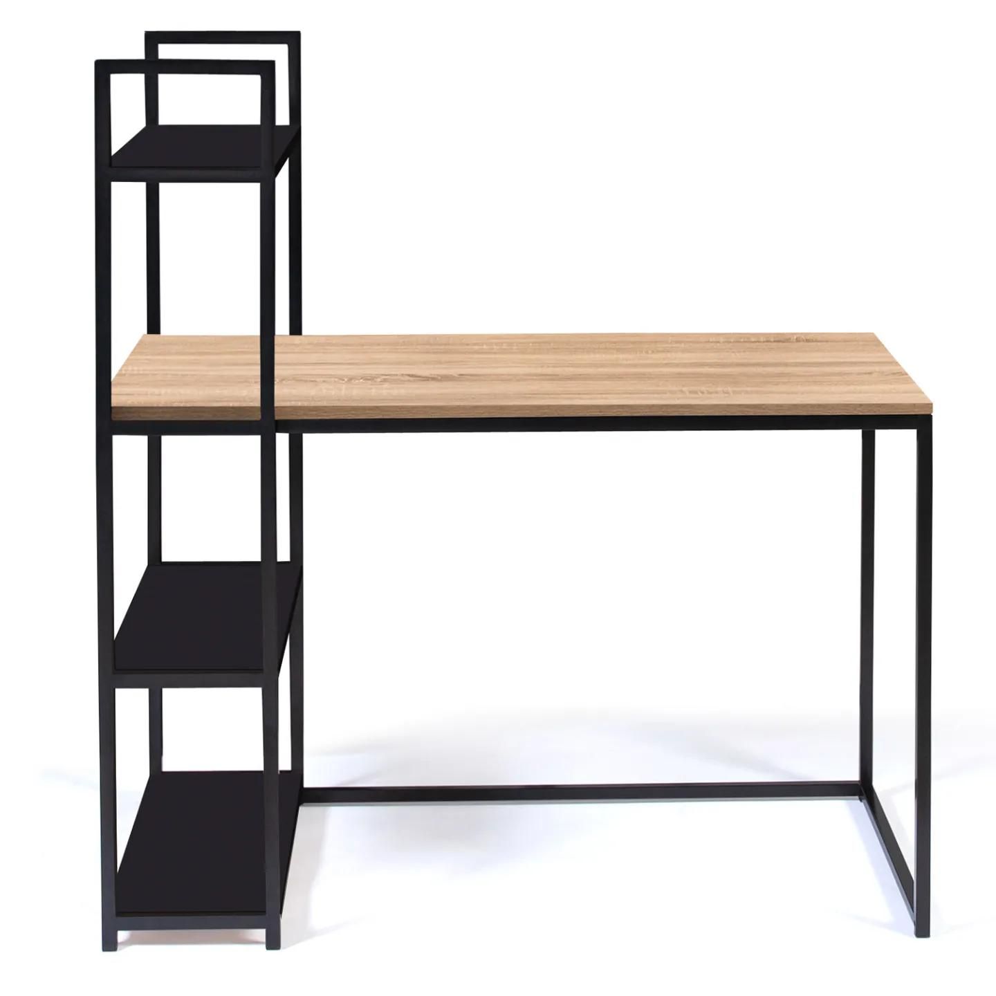 Bureau Bibliothque Boston Bois Et Noir Design Industriel - 3