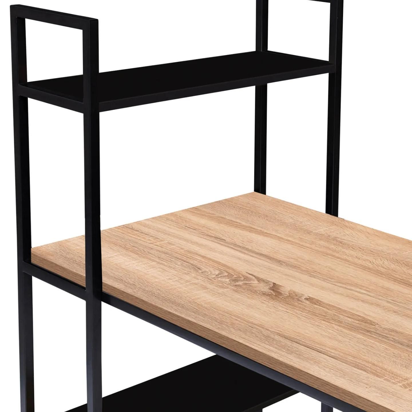 Bureau Bibliothque Boston Bois Et Noir Design Industriel - 5