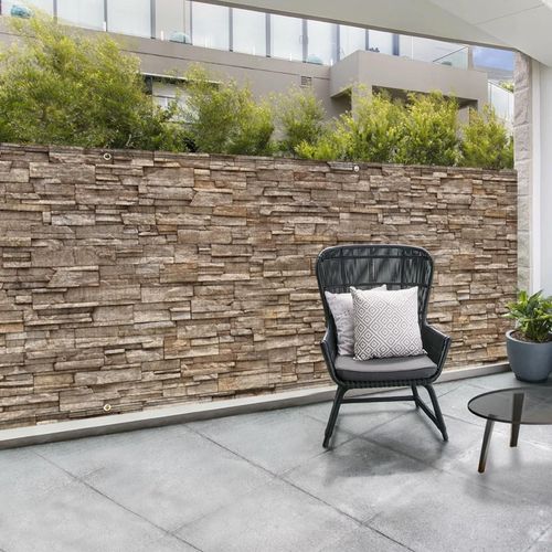 Brise Vue Occultant 1 X 10 M Motif Pierre 160 Gr/M²