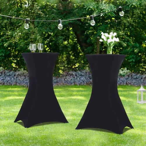 Lot De 2 Tables Hautes Pliantes 105 Cm Et 2 Housses Noires