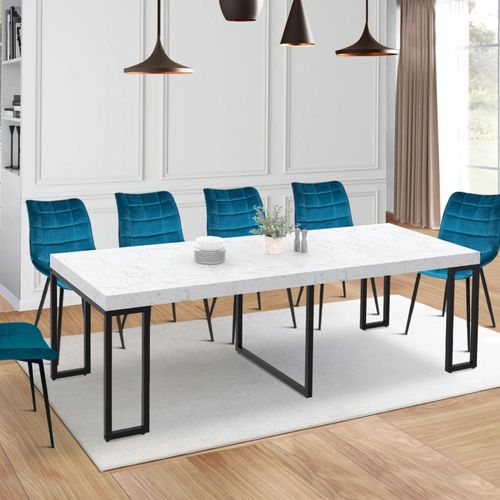 Table Console Extensible Alaska 10 Personnes 235 Cm Effet Marbre Blanc