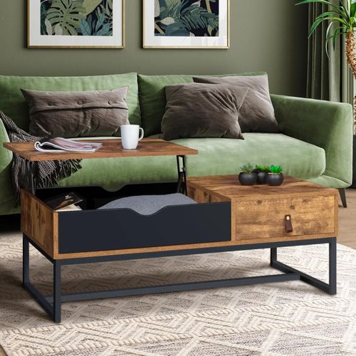 Table Basse Plateau Relevable Chicago 1 Tiroir Design Industriel
