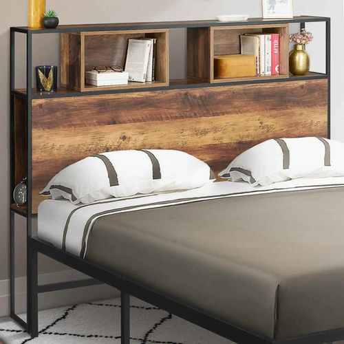 Tête De Lit Hawkins Bois Foncé 145 Cm Design Industriel