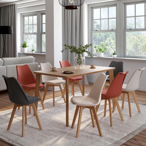 Lot De 8 Chaises Scandinaves Sara Mix Color Gris Foncé X2, Terracotta X3, Beige X3