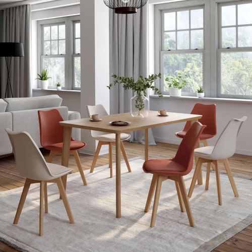 Lot De 6 Chaises Scandinaves Sara Mix Color Terracotta X3 Et Beige X3