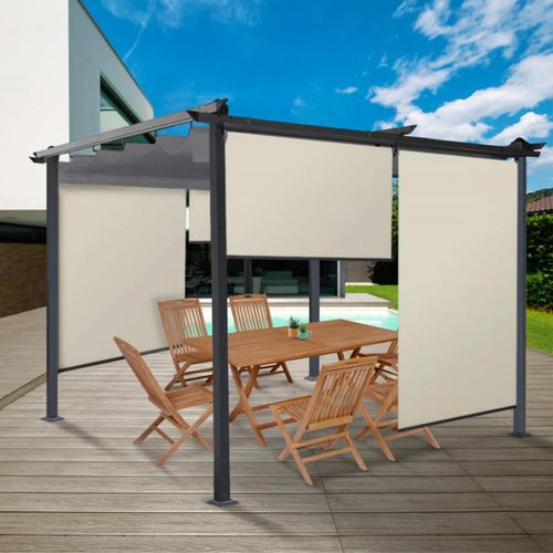 Lot De 2 Stores Enrouleurs Pour Pergola Écru