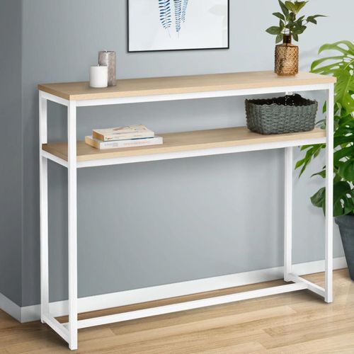 Console Double Detroit Design Industriel Bois Et Métal Blanc