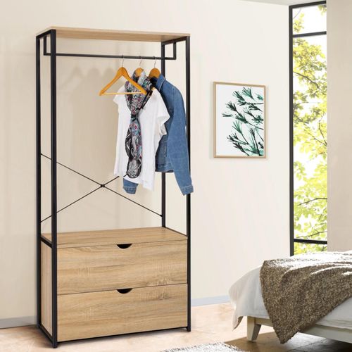 Dressing Penderie Detroit 2 Tiroirs Design Industriel