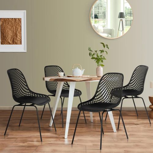 Lot De 4 Chaises Maelys Noires Pied Métal Pour Salle À Manger
