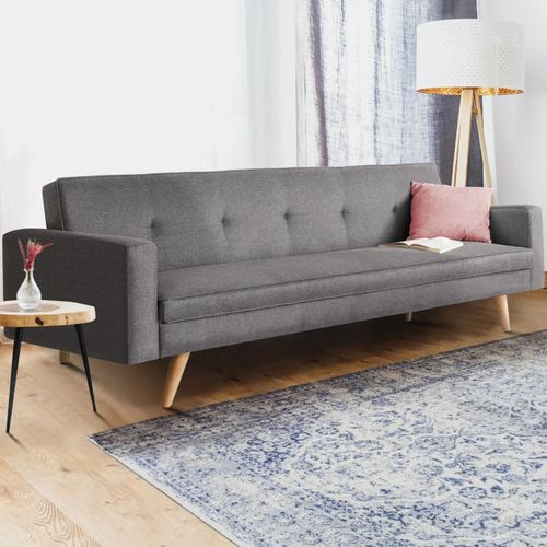 Canapé Droit 3 Places Lars Convertible Gris Scandinave.