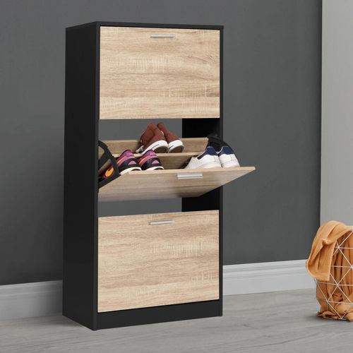 Idmarket Meuble À Chaussures Klark Noir 3 Portes Imitation Hêtre