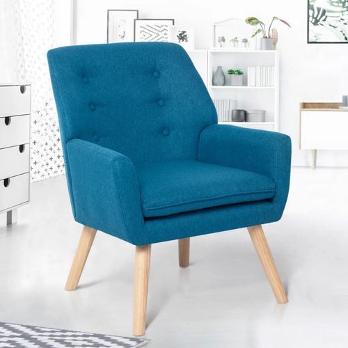 Fauteuil Scandinave Nat En Tissu Bleu Canard