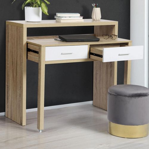 Bureau Extensible Max Bois Façon Hêtre Et Blanc