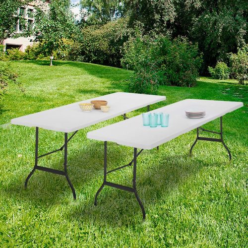 Lot De 2 Tables Pliantes Portables 180 Cm Pour Camping Ou Réception