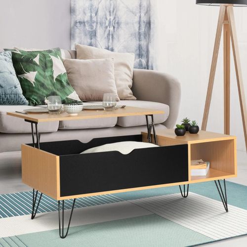 Table Basse Plateau Relevable Noemi Bois Pieds Epingle