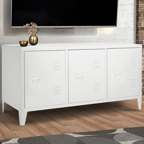Buffet Bas Ester 3 Portes Métal Blanc Design Industriel