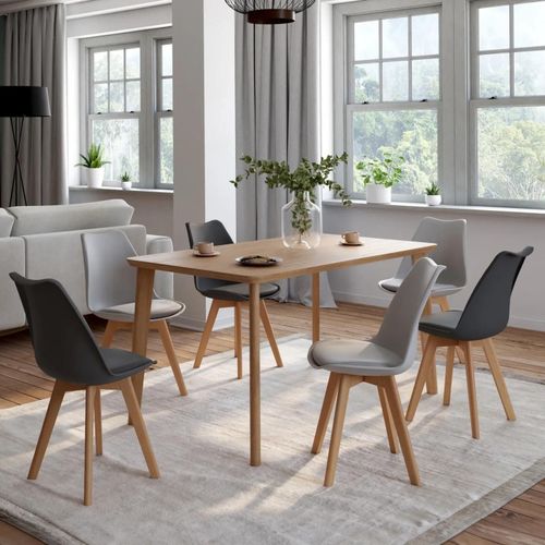 Lot De 6 Chaises Scandinaves Sara Mix Color Gris Foncé X3 Et Gris Clair X3