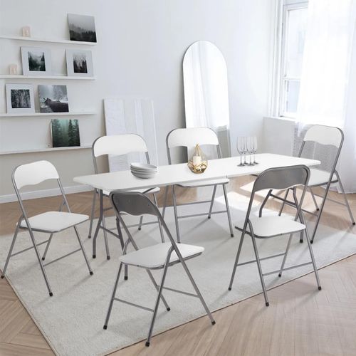 Lot De 6 Chaises Pliantes Kity Blanches En Pu