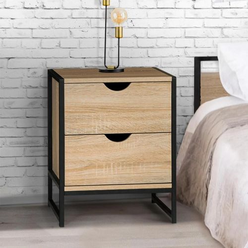 Lot De 2 Tables De Chevet Detroit 2 Tiroirs Design Industriel