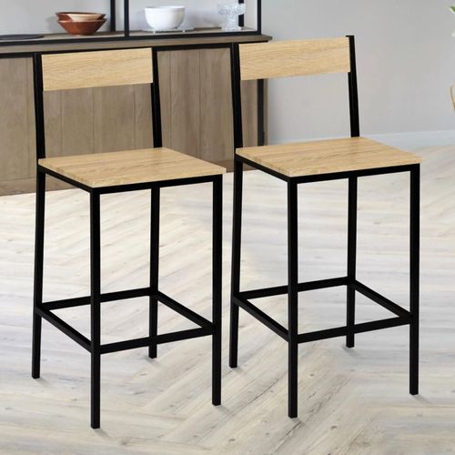 Lot De 2 Tabourets De Bar Detroit Avec Dossier Chaise De Cuisine Design Industriel