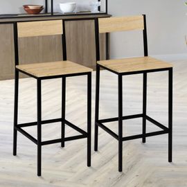 Lot De 2 Tabourets De Bar Detroit Avec Dossier Chaise De Cuisine Design Industriel