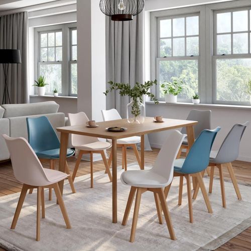 Lot De 8 Chaises Scandinaves Sara Mix Color Pastel Rose X2, Blanc X2, Gris Clair X2, Bleu X2