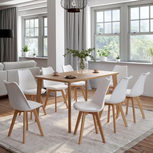 Lot De 8 Chaises Scandinaves Sara Blanches Pour Salle À Manger