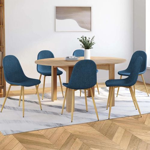 Lot De 6 Chaises Scandinaves Daphne En Tissu Bleu Canard Pour Salle À Manger