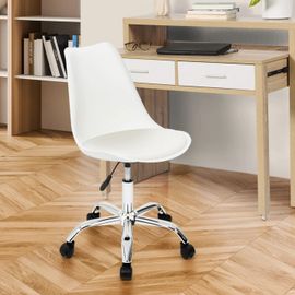 Chaise De Bureau Scandinave Sara Blanche À Roulettes