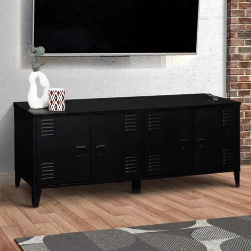 Buffet Bas 140 Cm Ester 4 Portes Métal Noir Design Industriel