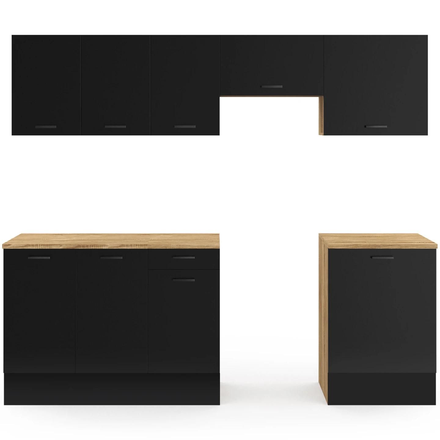 Cuisine Compl�te 240 Cm Subtil Avec Plan De Travail 7 �l�ments Bois Et Noir... - 3