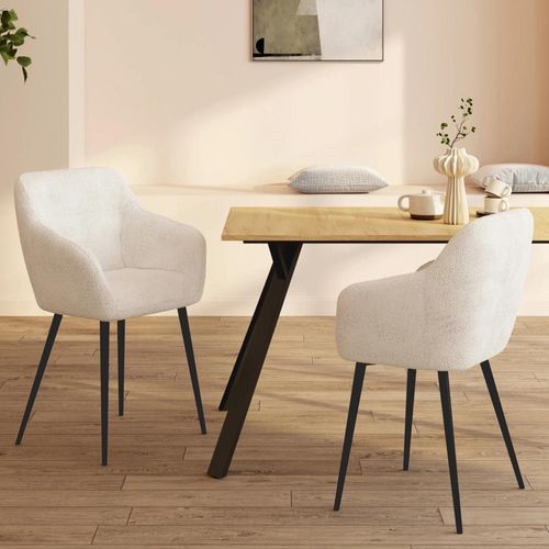 Lot De 2 Chaises De Salle À Manger, Fauteuils De Table Shelia En Tissu Bouclette