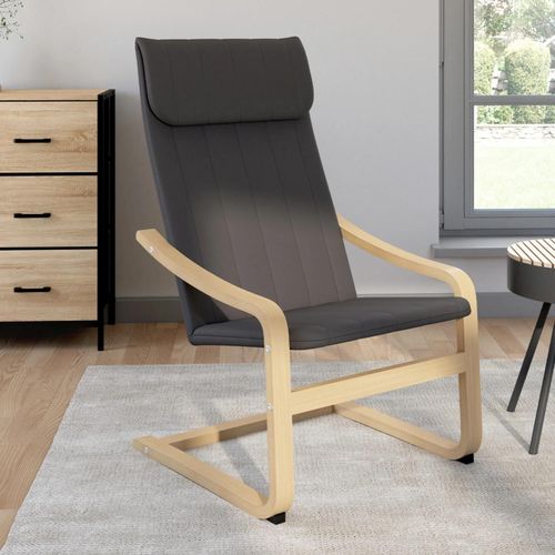 Fauteuil Nils Bois Façon Hêtre Et Coussin Tissu Gris