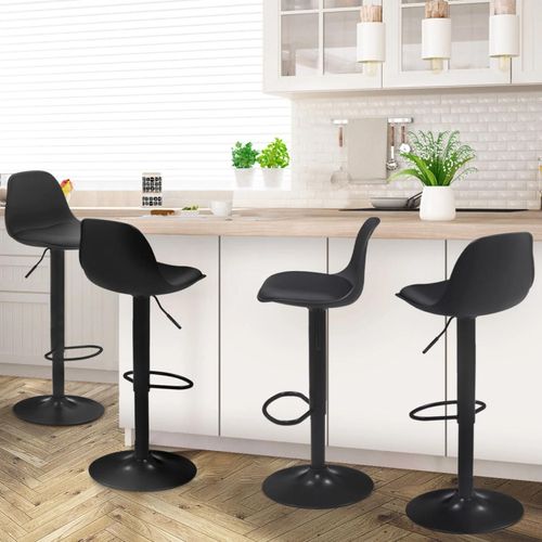 Idmarket Lot De 4 Tabourets De Bar Karl Design Noir Pied Noir