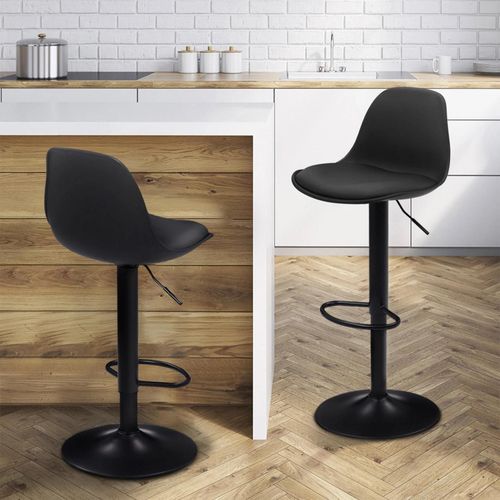 Lot De 2 Tabourets De Bar Karl Design Noir Pied Noir