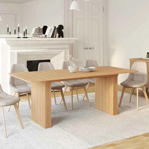 Table À Manger Extensible Rectangle Juliette 6-10 Personnes Pieds Effet Lattes 160-200cm