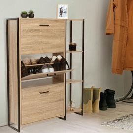 Meuble À Chaussures Luis 3 Portes Avec Étagère Design Industriel