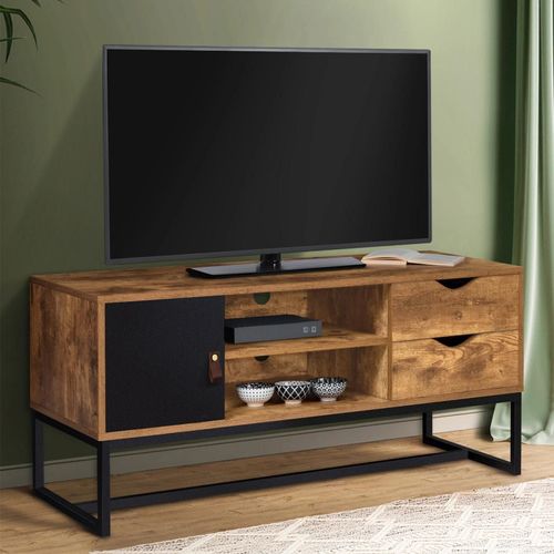 Meuble Tv Chicago 2 Tiroirs Avec Placard Design Industriel