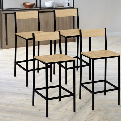 Lot De 4 Tabourets De Bar Detroit Avec Dossier Chaise De Cuisine Design Industriel
