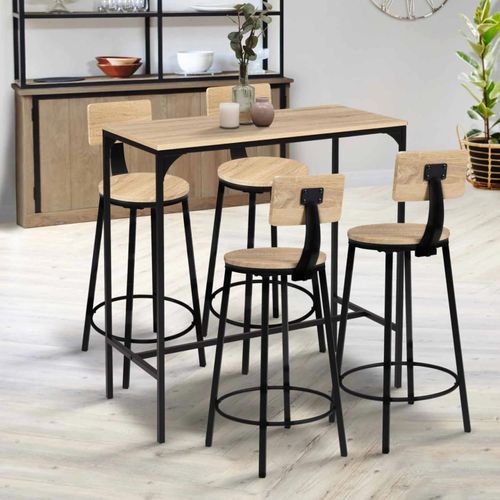 Lot De 4 Tabourets De Bar Detroit Assise Ronde Avec Dossier Design Industriel