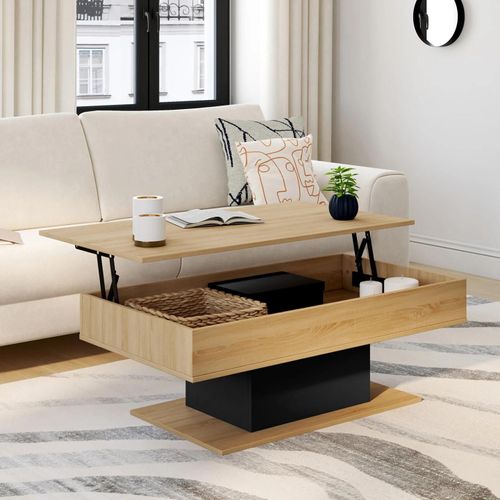 Table Basse Plateau Relevable Eden Bois Et Noir