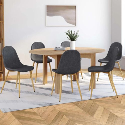 Lot De 6 Chaises Scandinaves Daphne En Tissu Gris Foncé Pour Salle À Manger