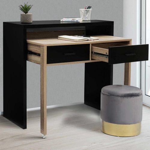 Bureau Extensible Max Noir Et Façon Hêtre