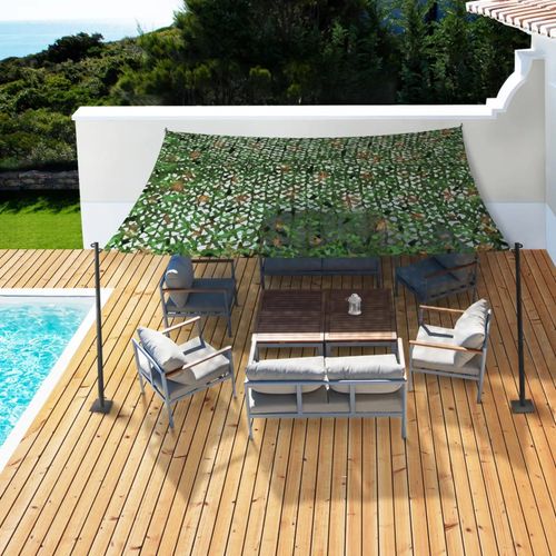 Voile D'ombrage Rectangulaire Design Ombrière Camouflage 3x4 M Treillis Vert