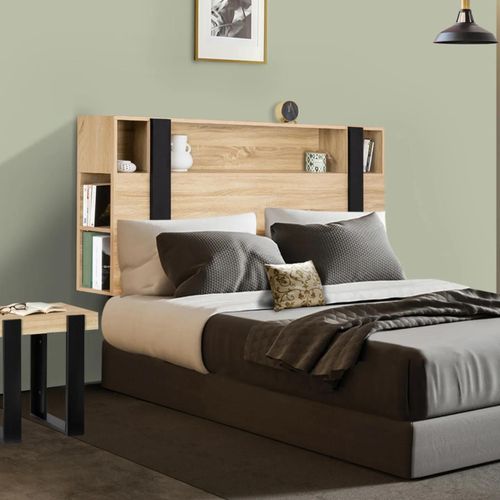 Tête De Lit Phoenix 160 Cm Avec Rangements Bois Et Noir