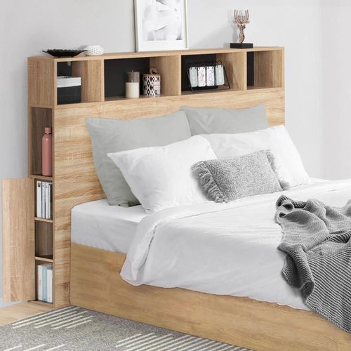 Tête De Lit Cleo 165 Cm Avec Rangements Hêtre Et Noir