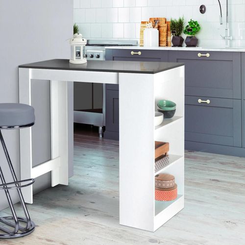 Table De Bar Barth 2 A 4 Personnes Bois Blanc Plateau Gris