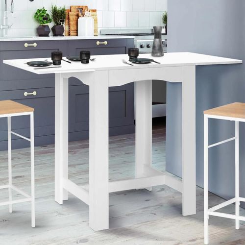 Table Haute De Bar Extensible Dona 2 À 4 Personnes Blanche 65-130 Cm